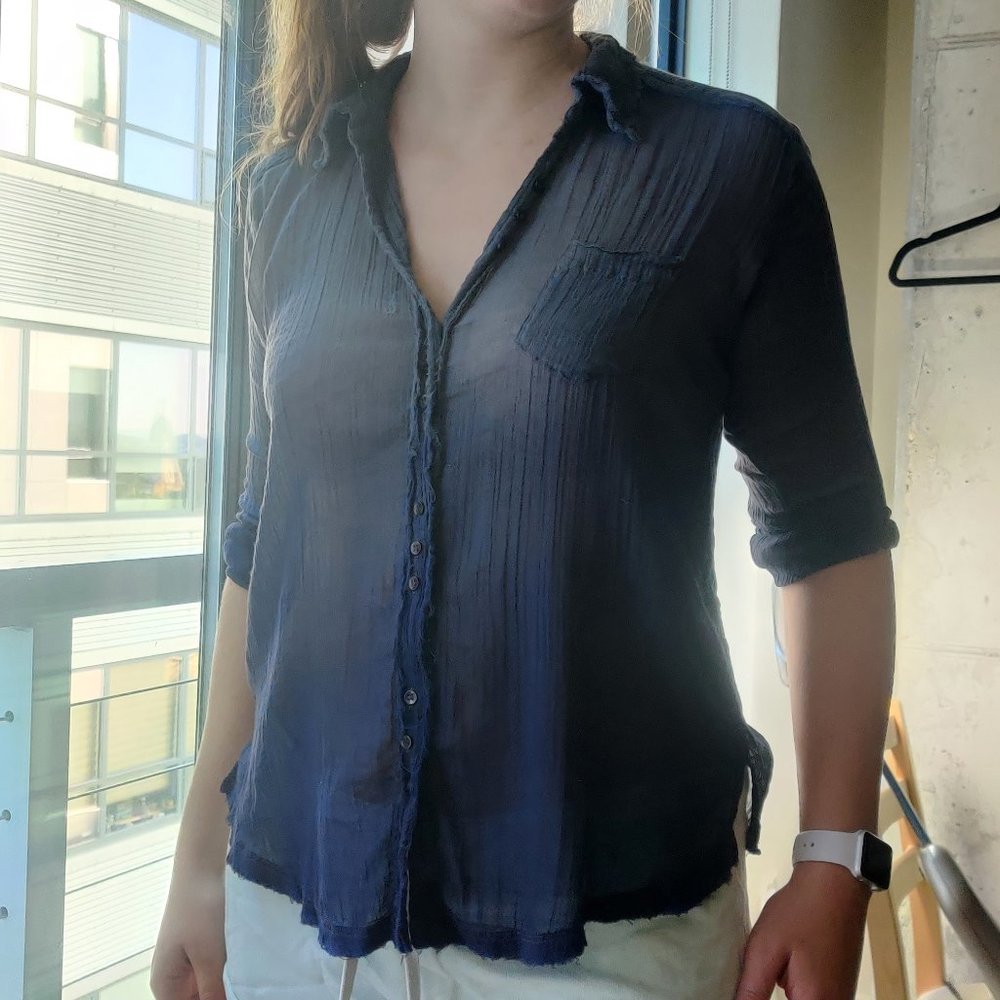 Free People FP ONE Dip Dye Blue Button Up Top